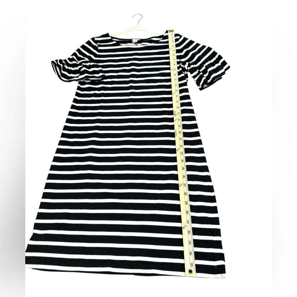 J. CREW Black and White Striped Ruffled Bell‎ Sleeve Shift Dress Womens Size M - Picture 6 of 10